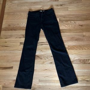 Black denim old navy kicker boot cut mid rise jeans